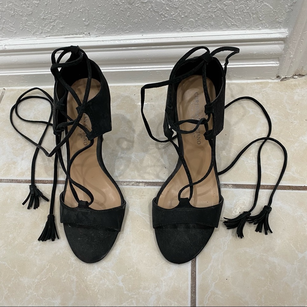 Black lace up heels